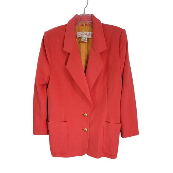 Escada By‎ Margaretha Ley Womens Pink Wool 2 Button Front Suit Jacket Size 42 - Picture 1 of 12